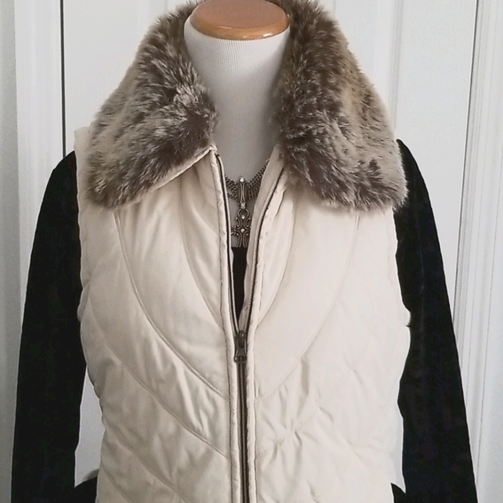 Removable Faux Fur Collar M Vest Winter Ski
